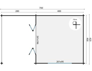 Gartenhaus Torkel 700x420 cm